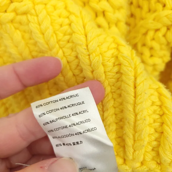 Free People Women Small My Only Sunshine Yellow Mock Neck Relaxed Boho Sweater - Picture 15 of 15